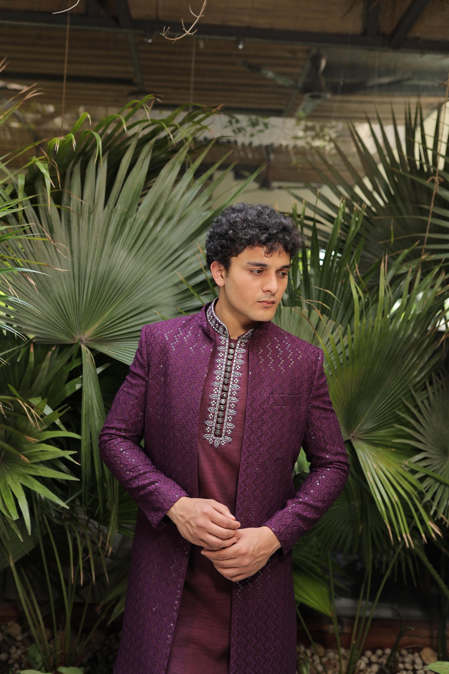 Violet Indo-Western Jacket Set