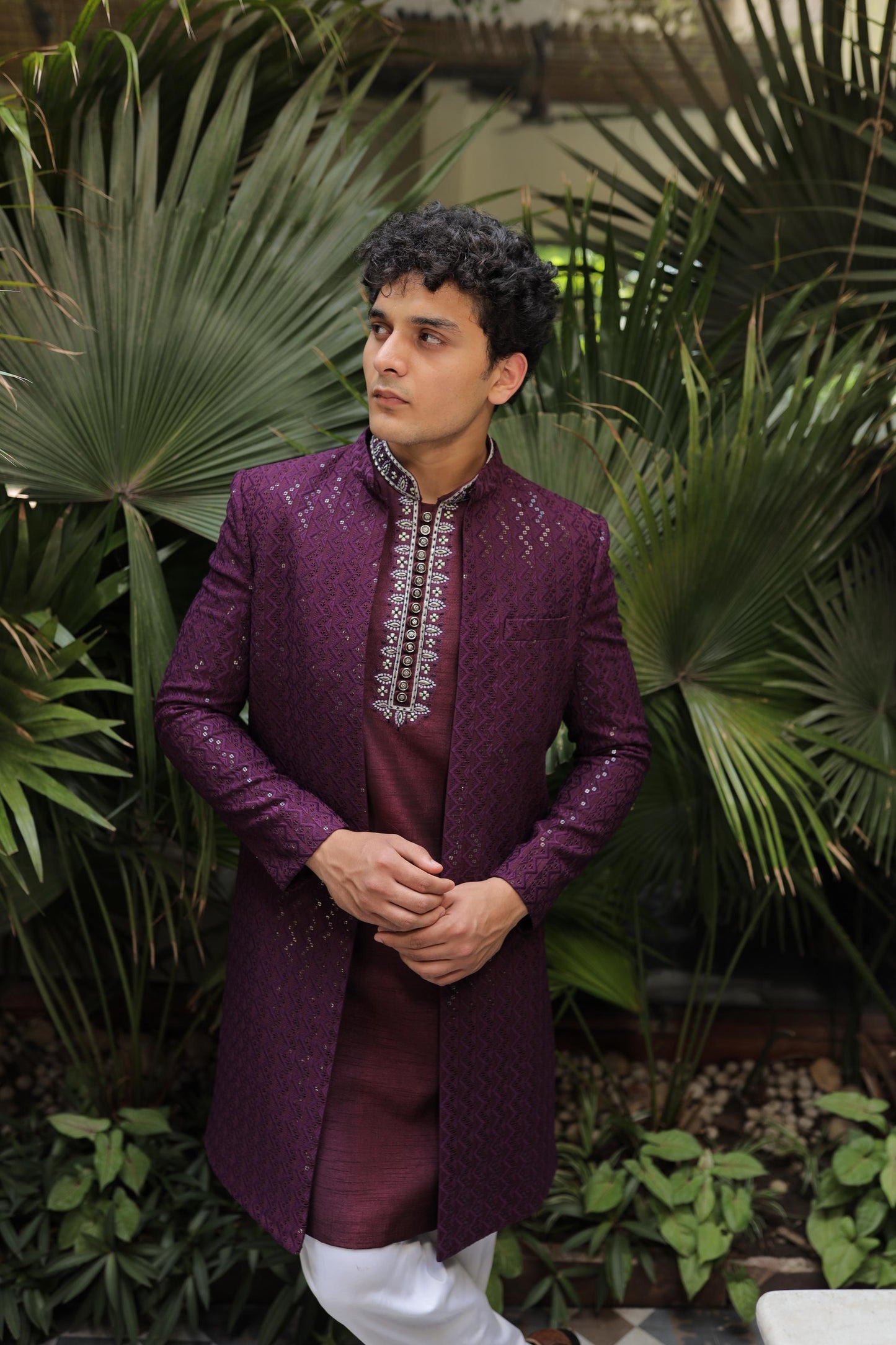 Violet Indo-Western Jacket Set