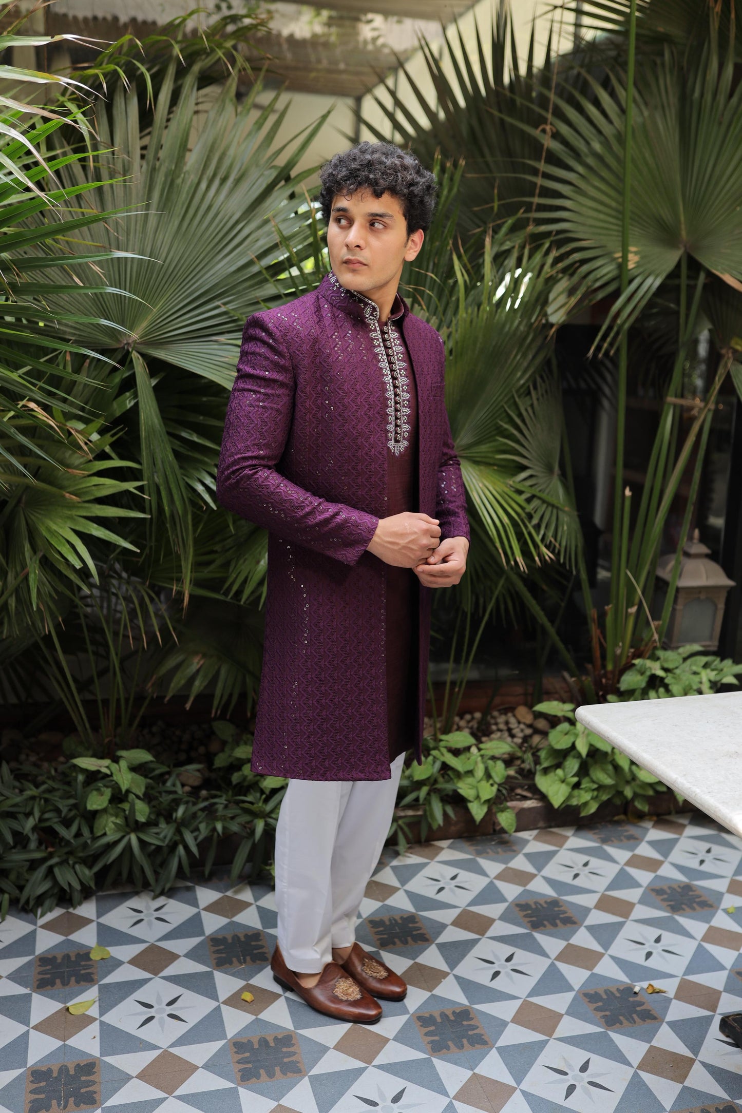 Violet Indo-Western Jacket Set
