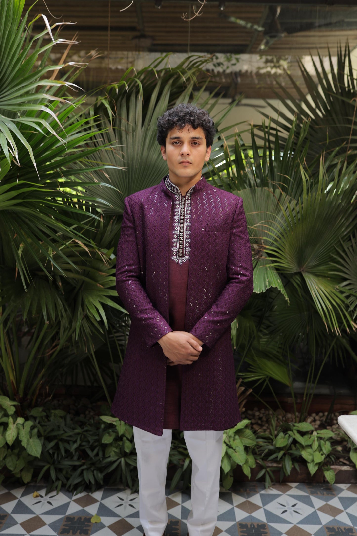Violet Indo-Western Jacket Set