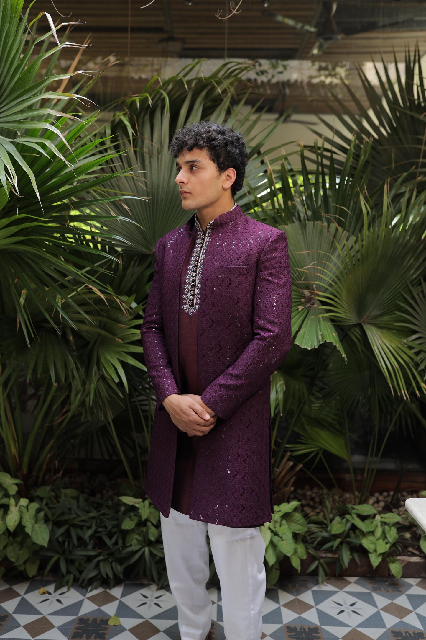 Violet Indo-Western Jacket Set