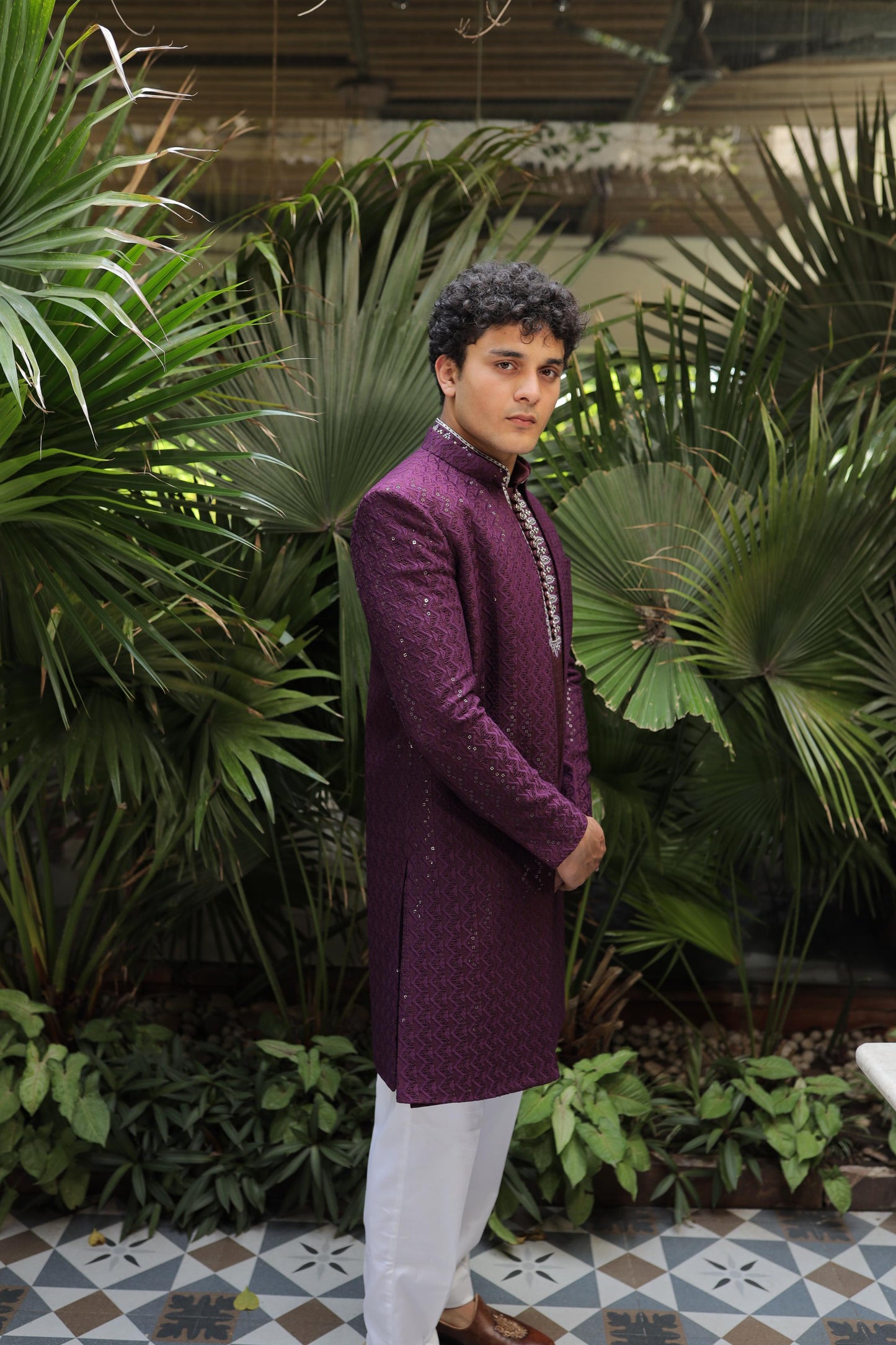 Violet Indo-Western Jacket Set