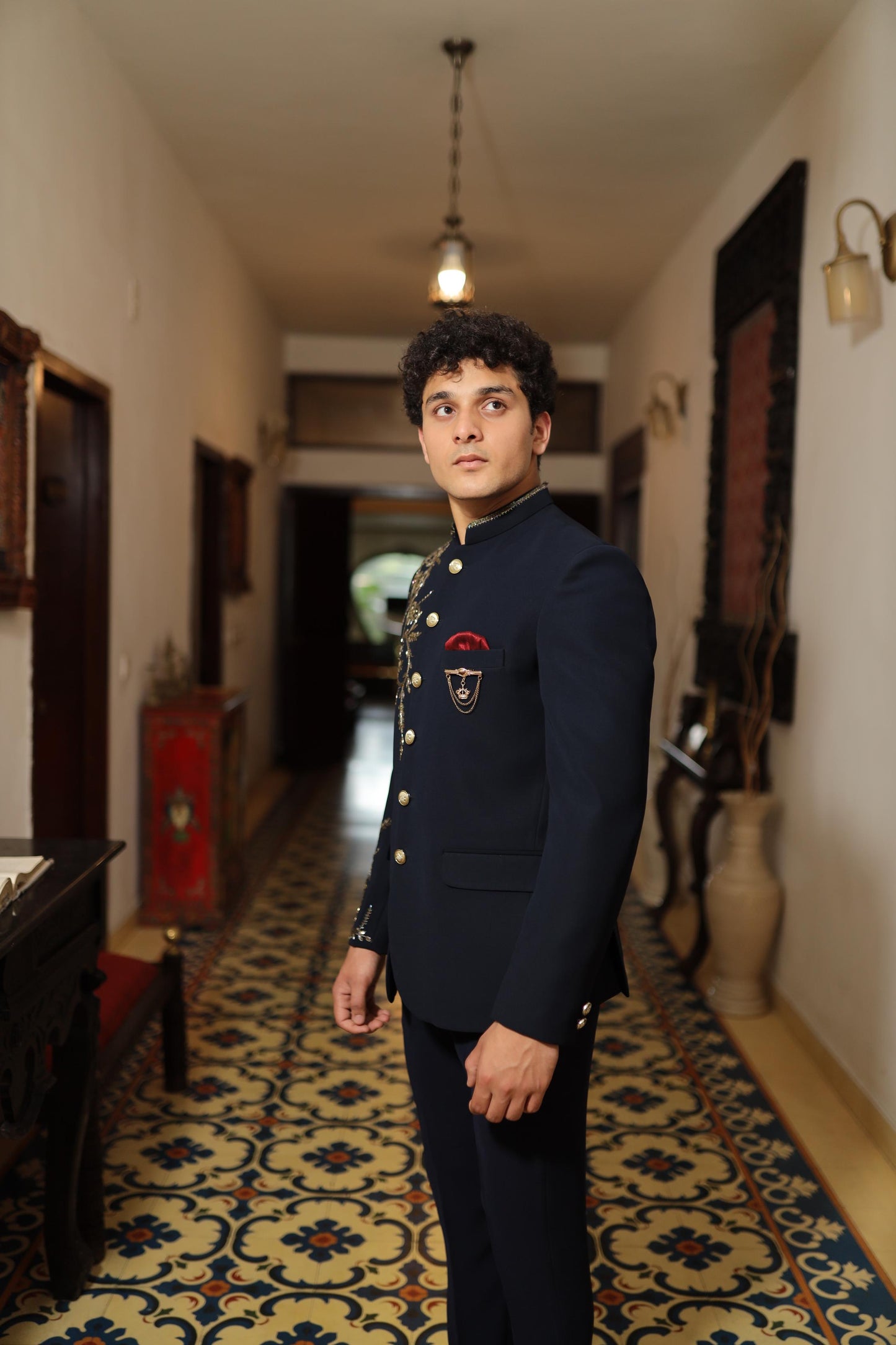 Navy Blue Designer Bandhgala