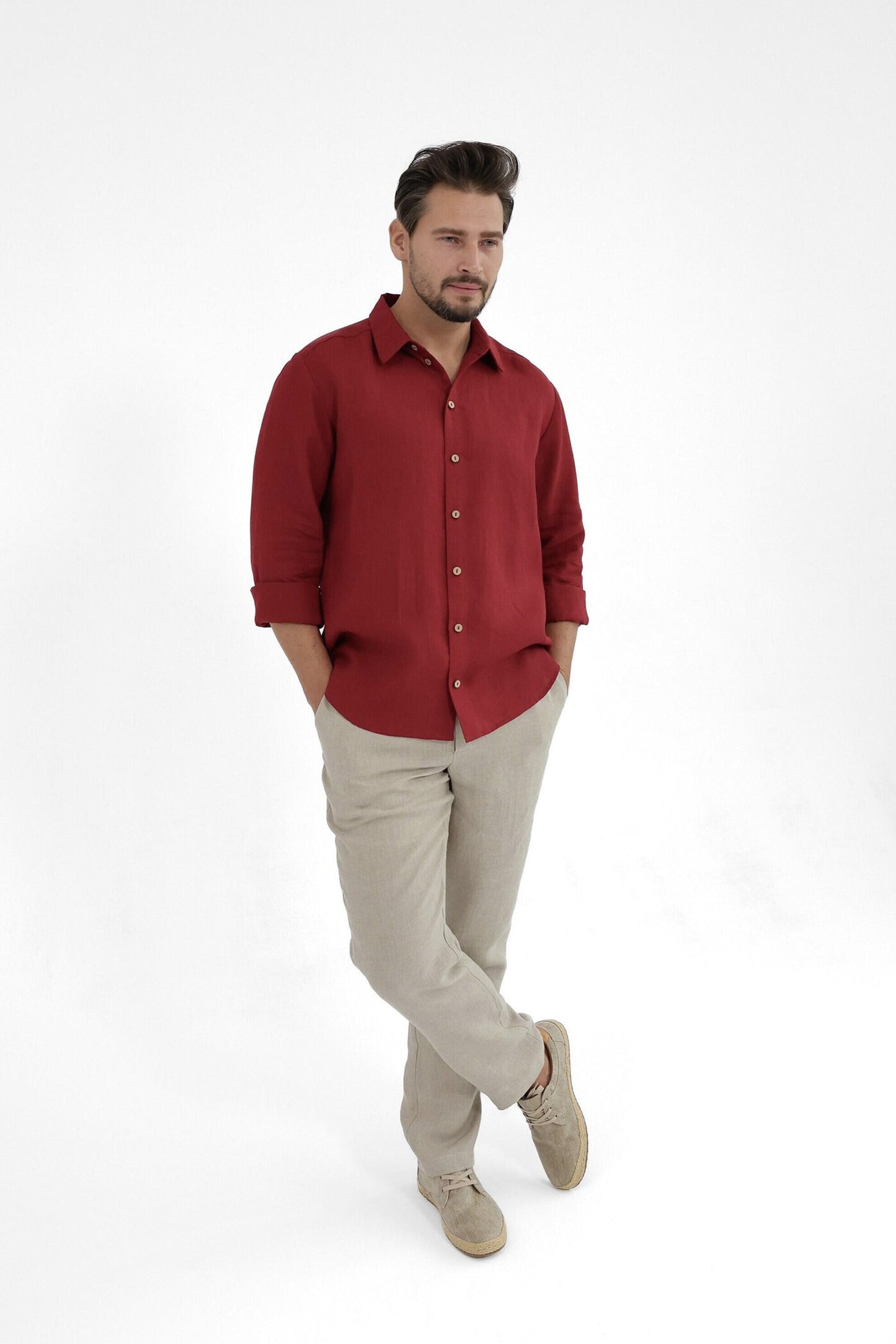 Maroon Linen Shirt