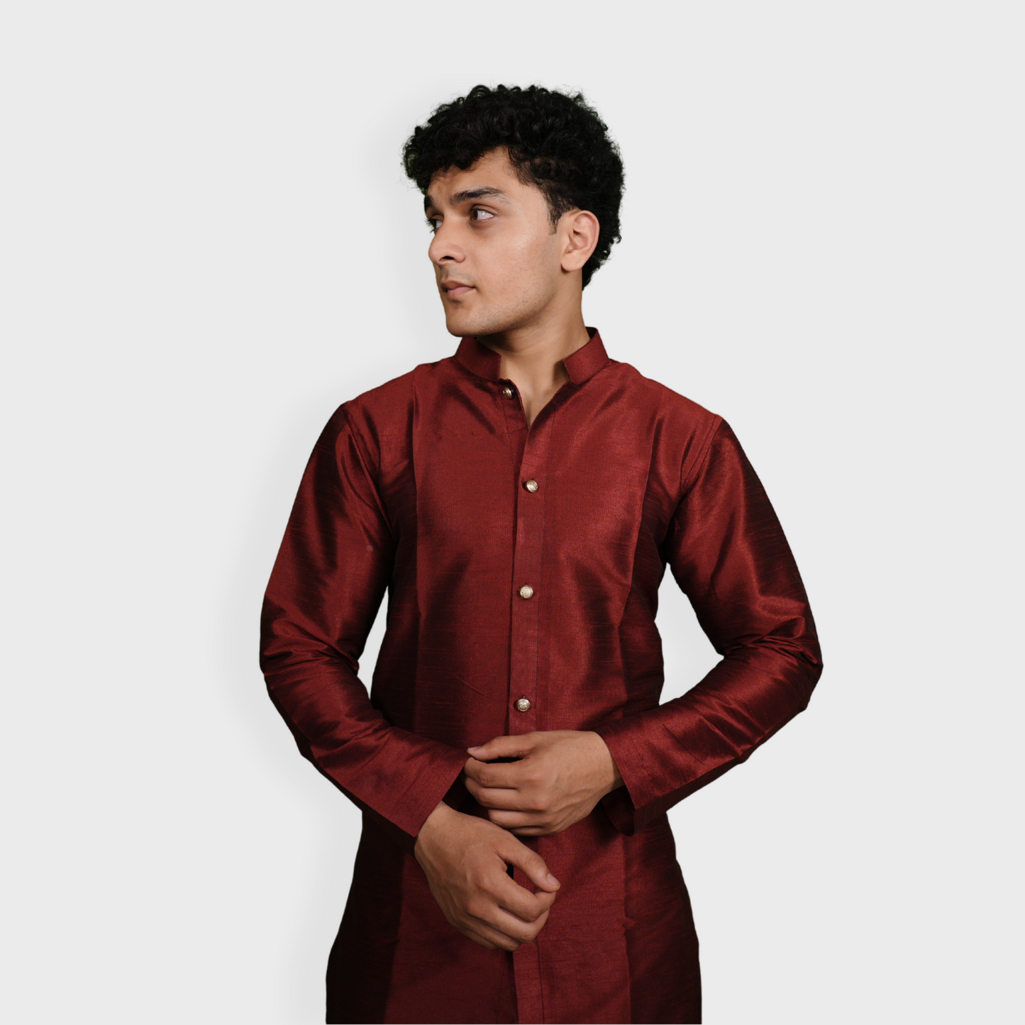 Elegant Open Front Maroon Kurta