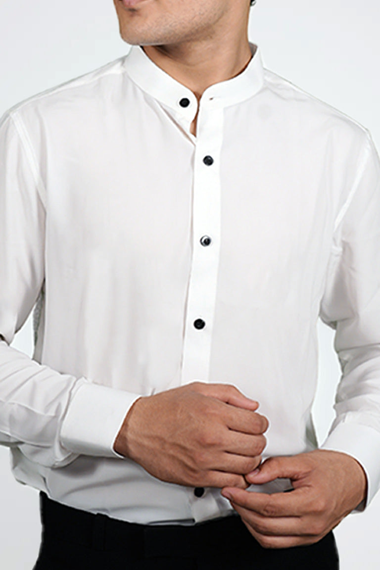 Band Gala White Cotton Shirt