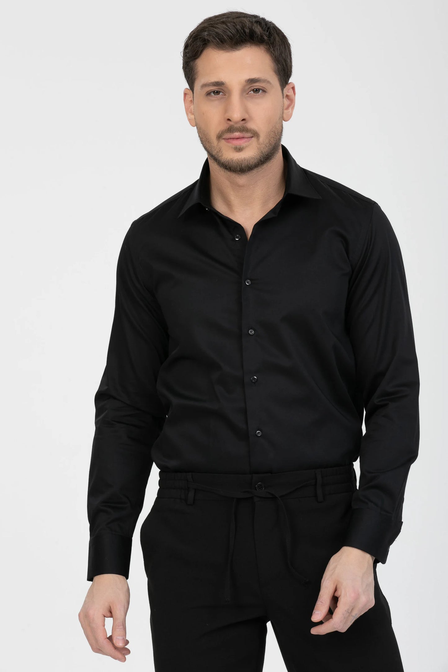 Jet Black Cotton Shirt