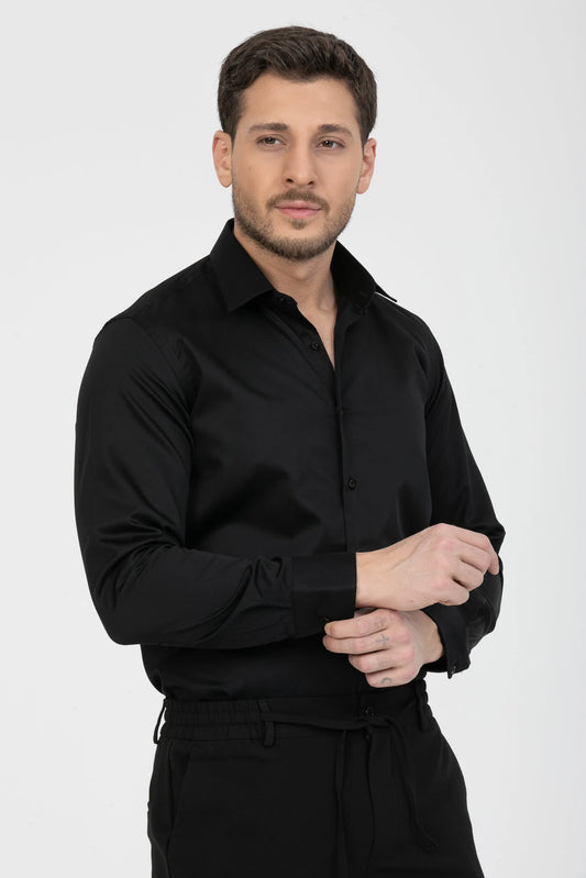 Jet Black Cotton Shirt